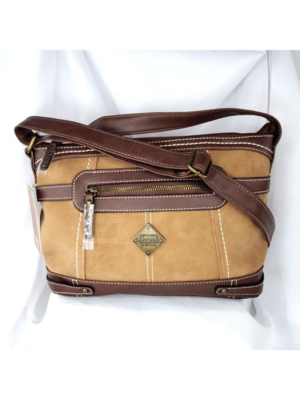 B.O.C. Saddle Brown & Chocolate Crossbody Bag With Adjustable Strap NWT